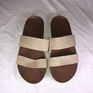 Feelgoodz Zensole Women's Sandals 2 Strap size 7 Tan Beige Linen Look